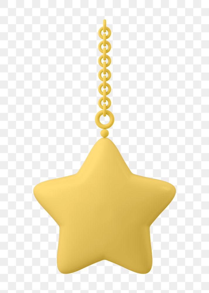 3D star png sticker, yellow shape collage element on transparent background