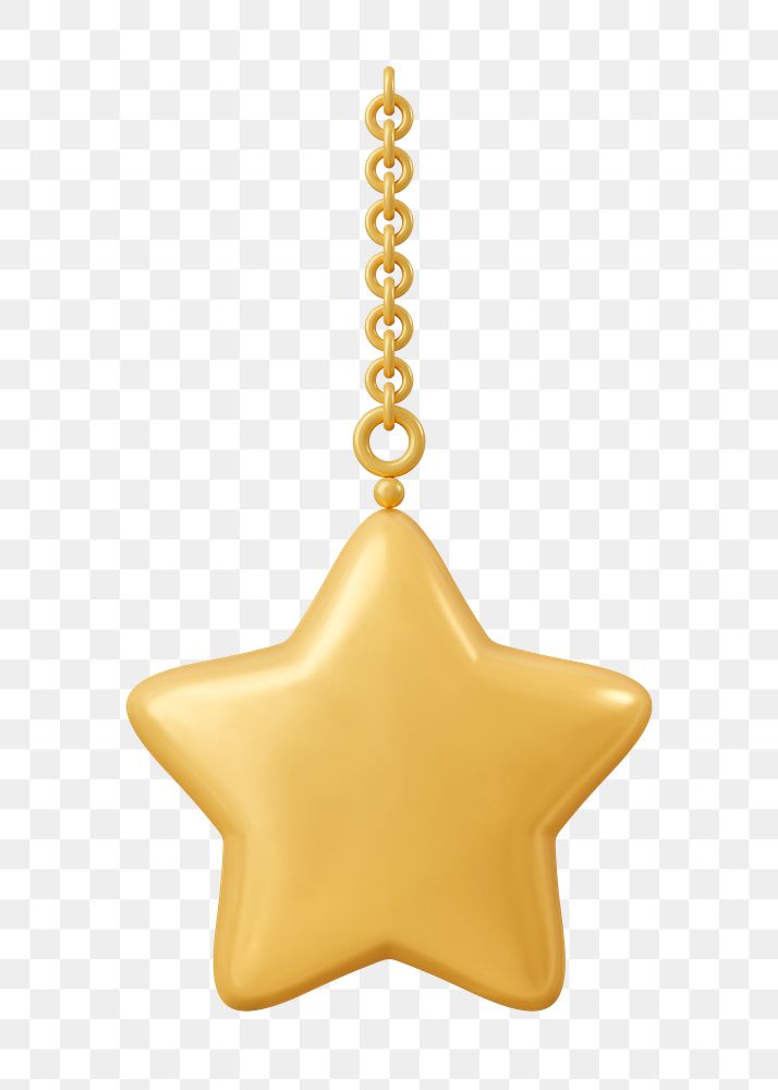 3D star png sticker, gold shape collage element on transparent background