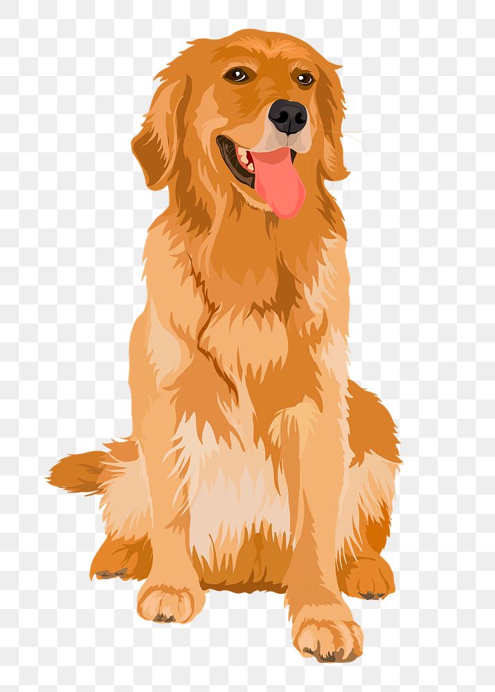 Golden Retriever png sticker, dog illustration, transparent background