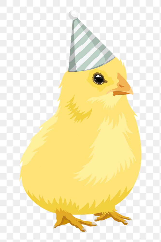 Baby chick png in party hat illustration sticker, transparent background