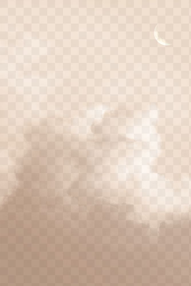 Beige png moon & clouds on transparent background