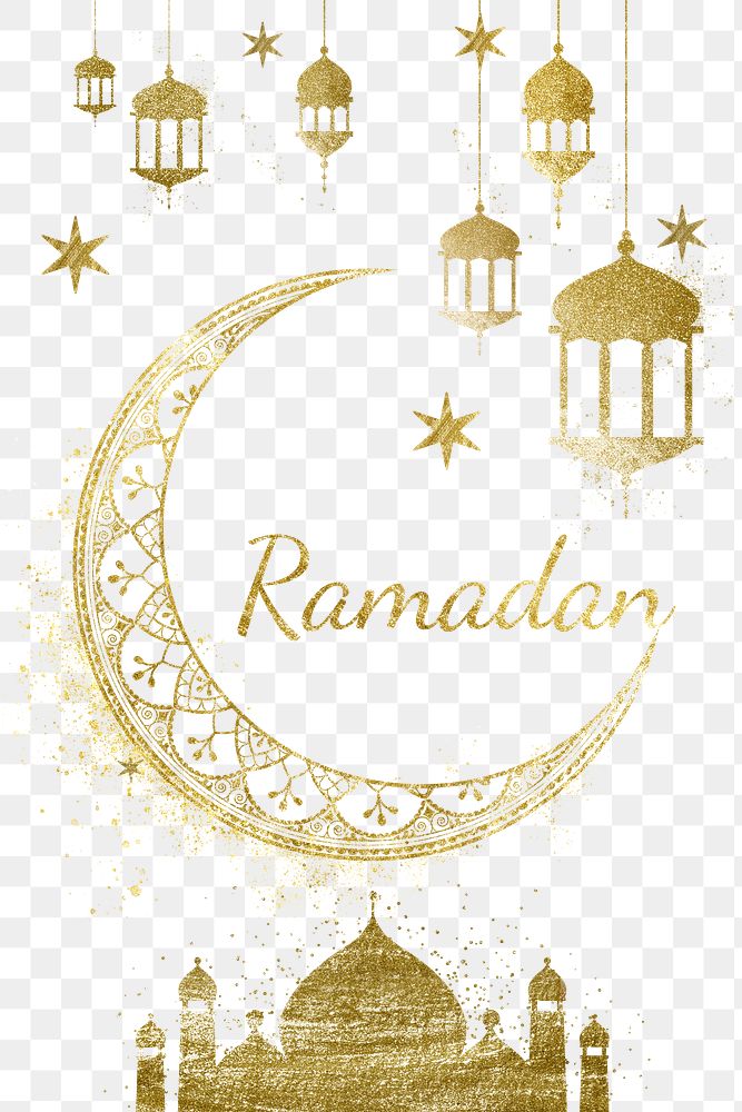 Png Ramadan typography, Islamic festival greeting on transparent background