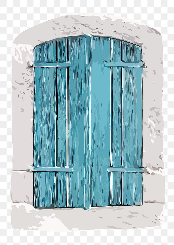 Rustic battened png window clipart, blue architecture illustration