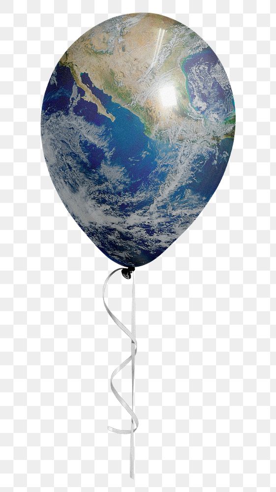 Earth balloon png sticker,  planet transparent background