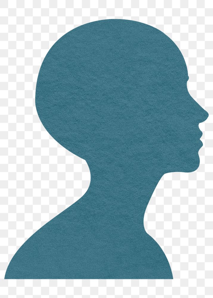 Silhouette head png sticker, blue design on transparent background