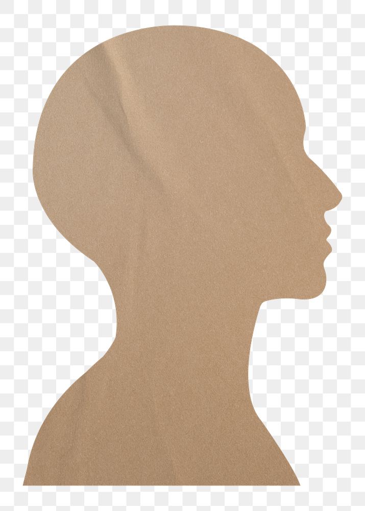 Brown silhouette png head sticker, person transparent background