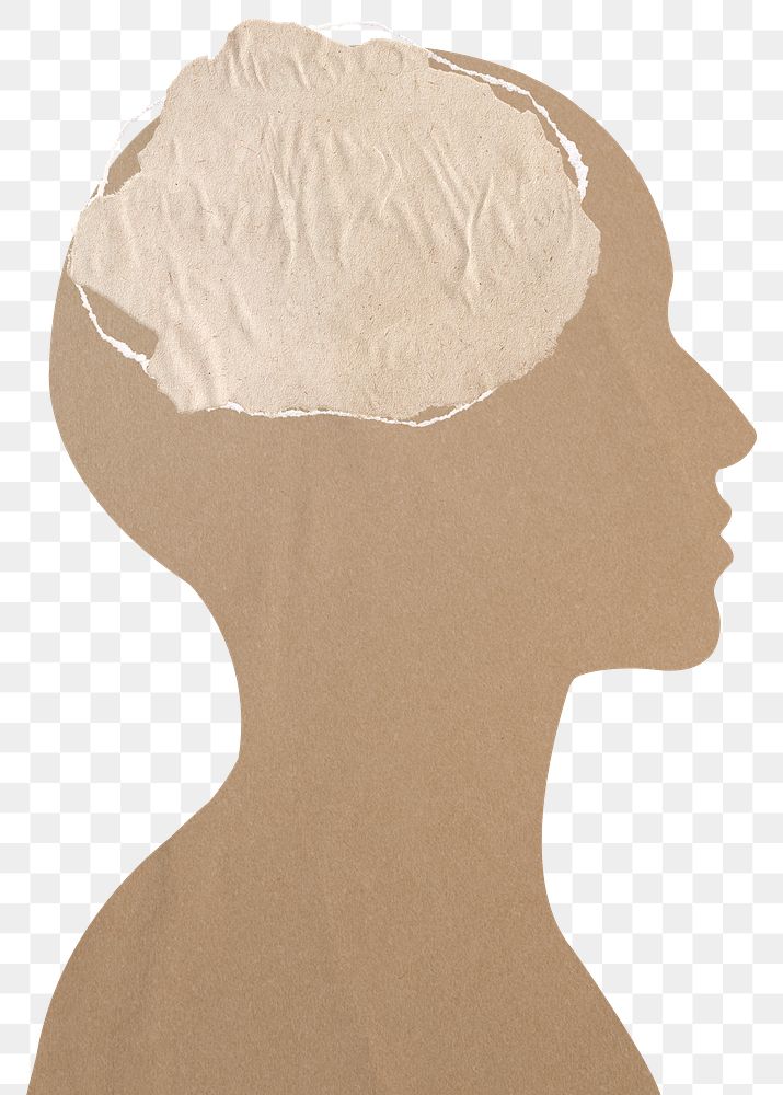Blank mind png sticker, brown person transparent background