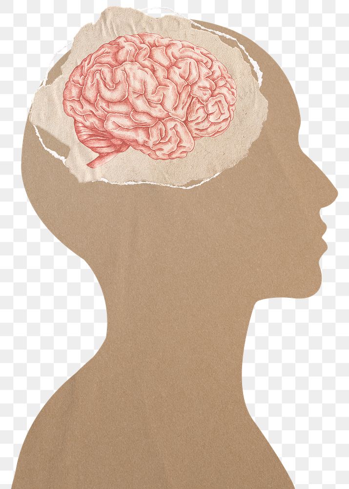 Brain head png sticker, person transparent background