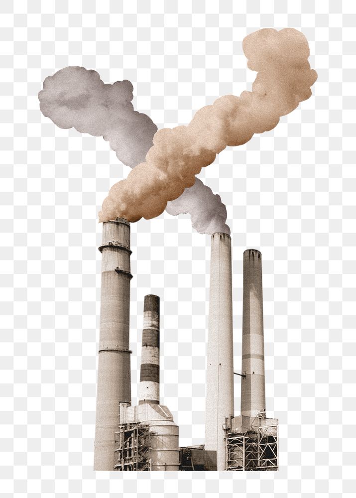 Factory pollution png sticker, transparent background