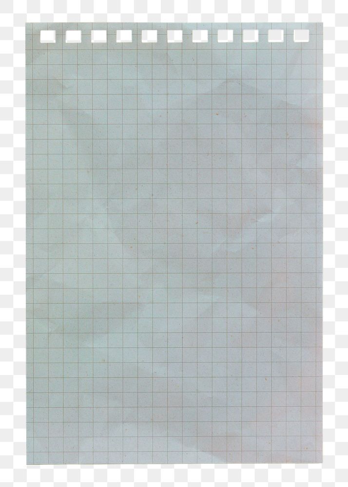 Grid paper png memo collage element, transparent background