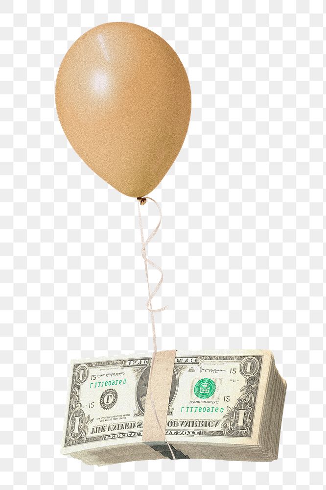 Money on balloon png on transparent background