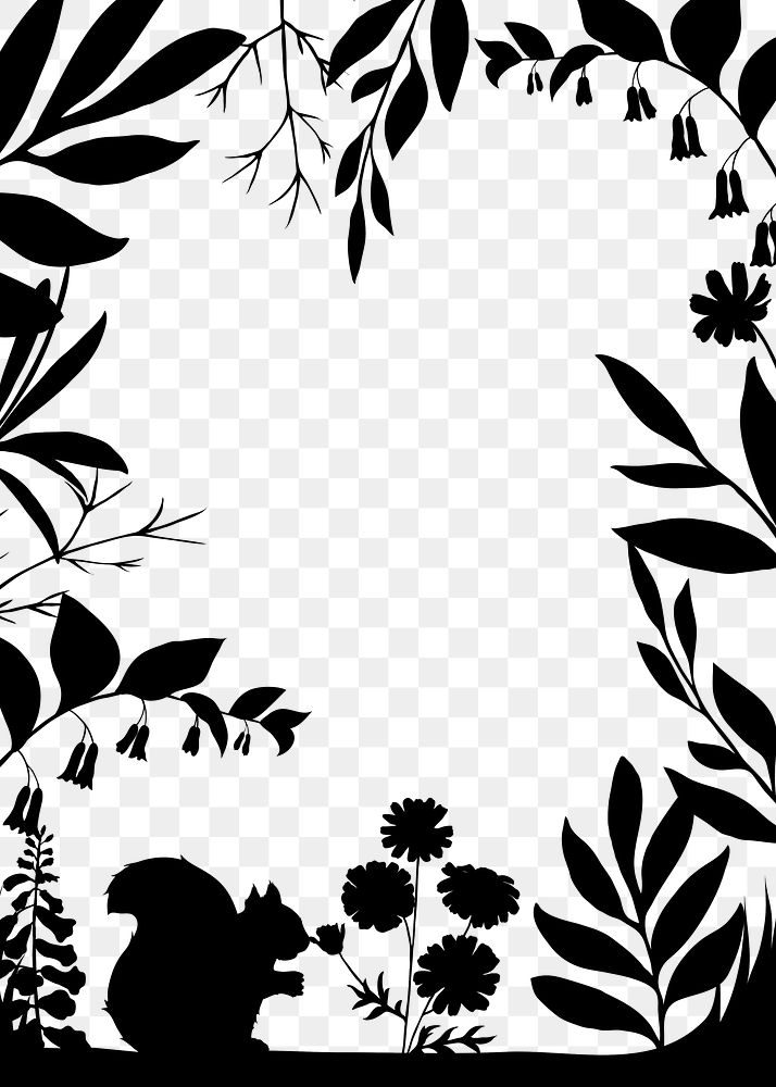PNG silhouette forest frame, nature collage element, transparent background