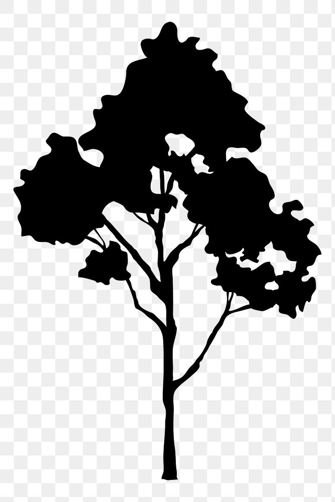 Tree silhouette png, plant collage element, transparent background