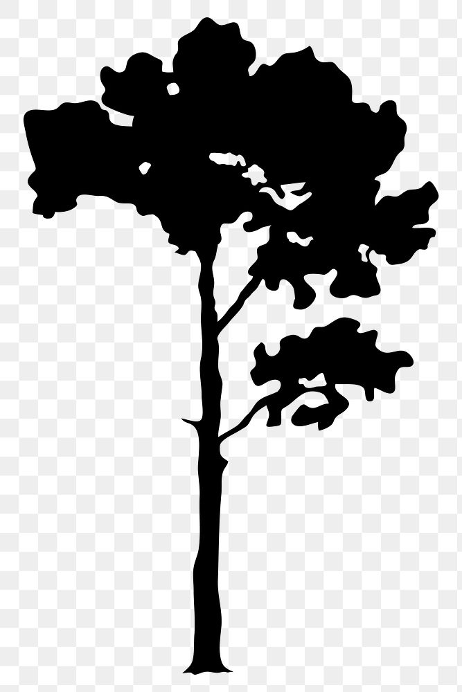 PNG silhouette tree, nature collage element on transparent background