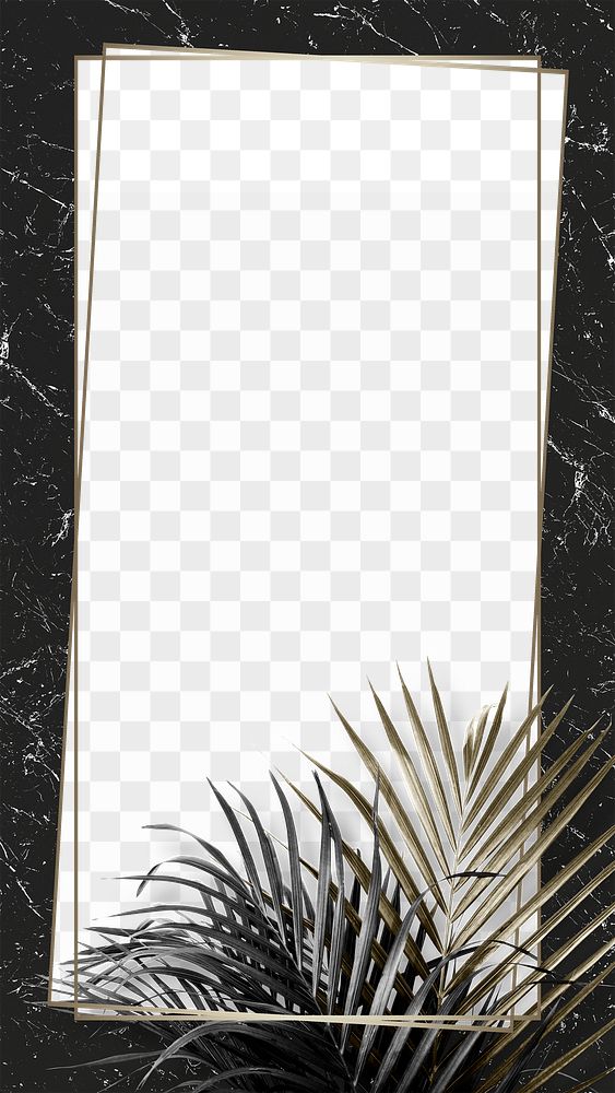 Palm leaf on a black frame design element