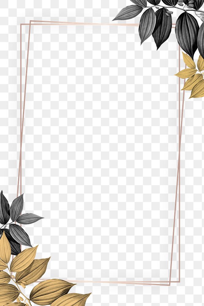 Rectangle gold frame with foliage pattern design element