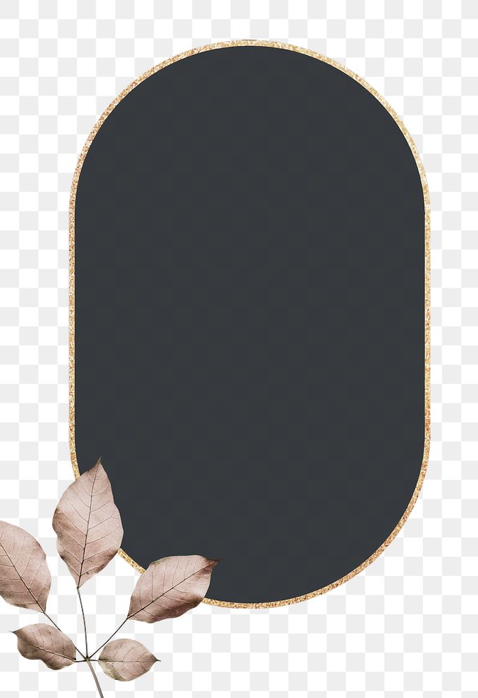Oval gold frame with foliage pattern design element