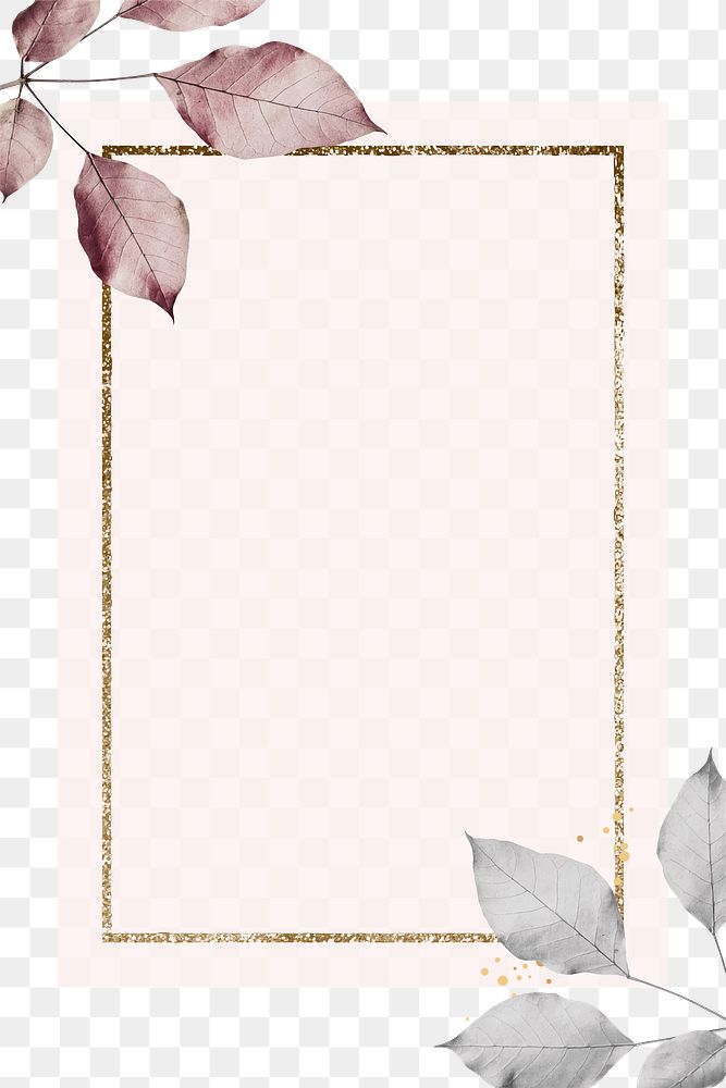 Rectangle gold frame with foliage pattern design element