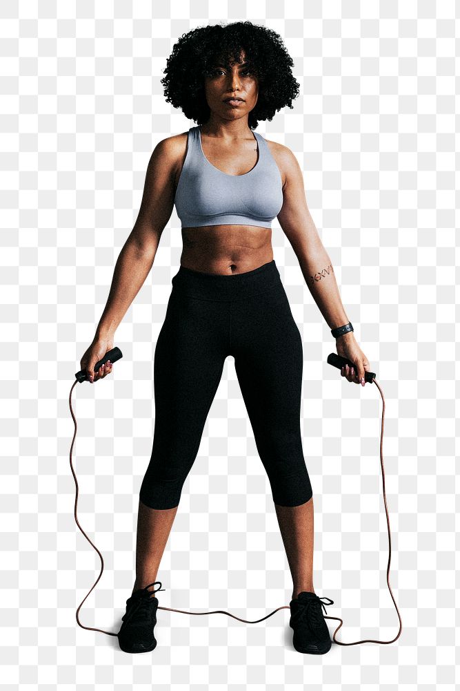 African American woman holding a skipping rope transparent png