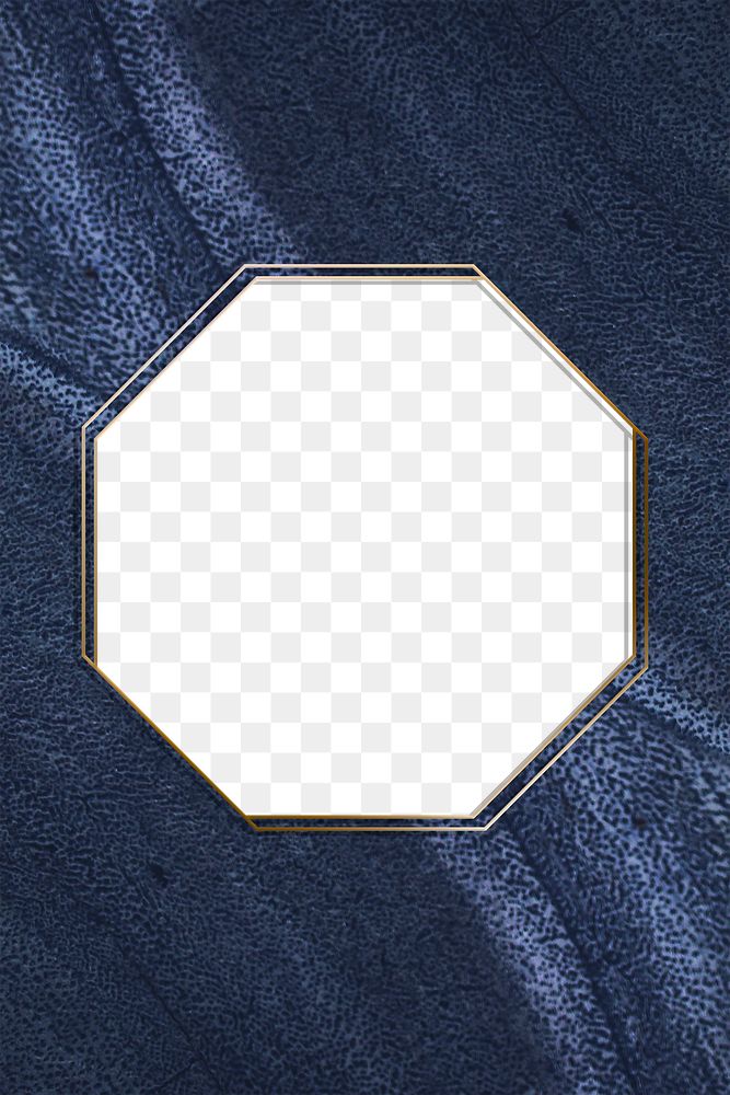 Octagon gold frame design element on a metallic blue background