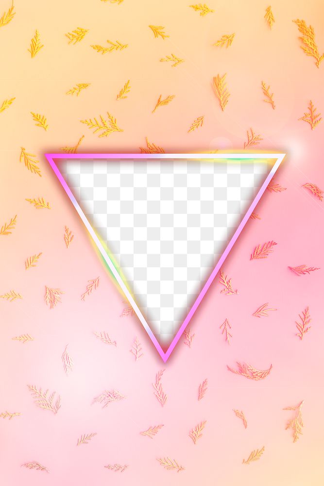 Neon glowing triangle frame design element