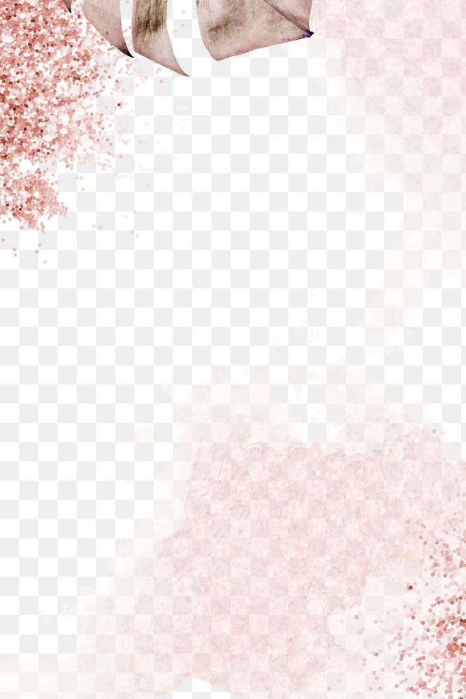 Abstract border frame png with rose gold floral and brush stroke