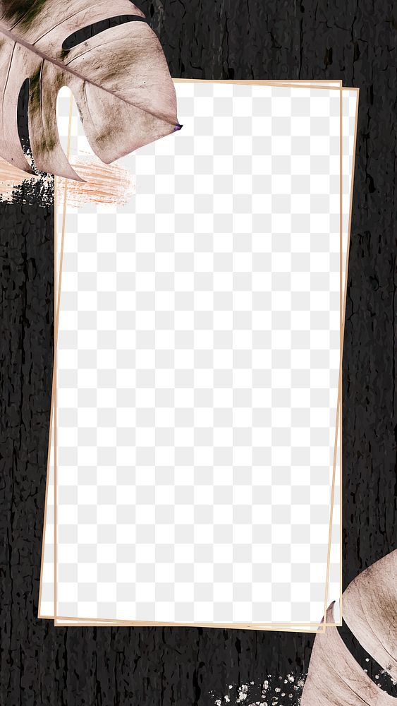 Black frame png with luxury leaf and pink glitter 