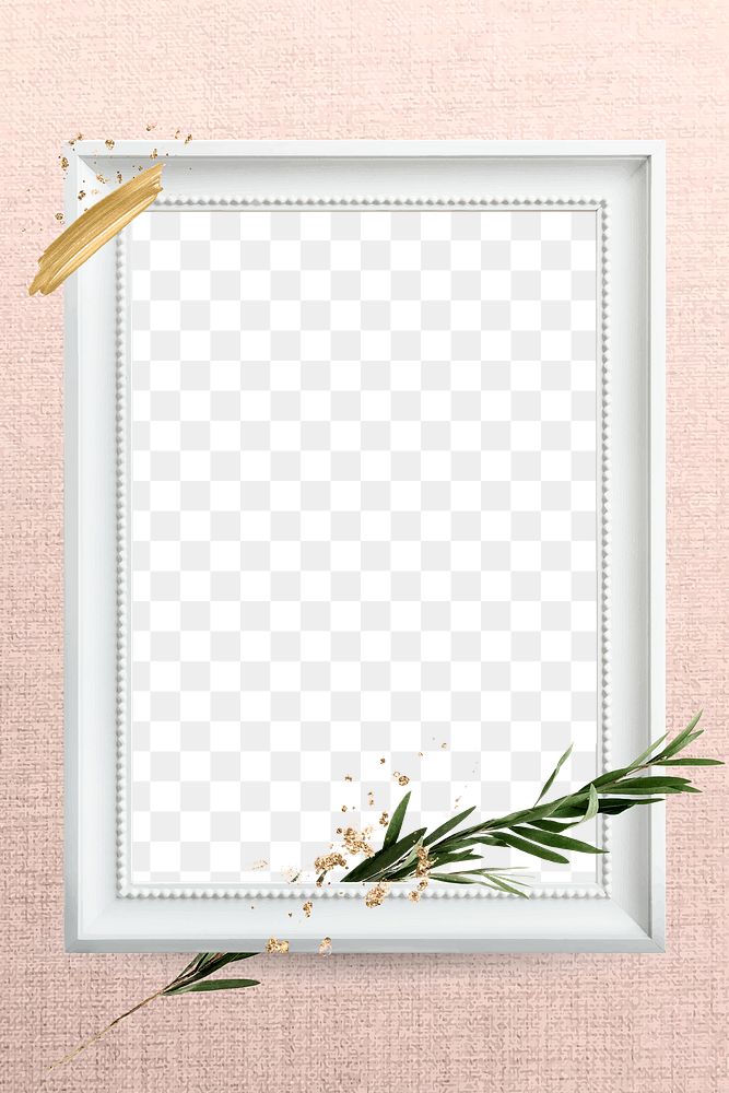 Leaf frame png with pink fabric texture 