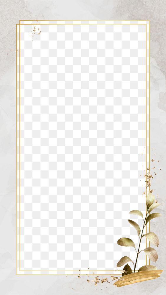 Abstract frame png with luxury golden leaf 