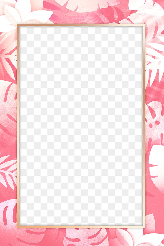 Pink and white leaf patterned frame design element