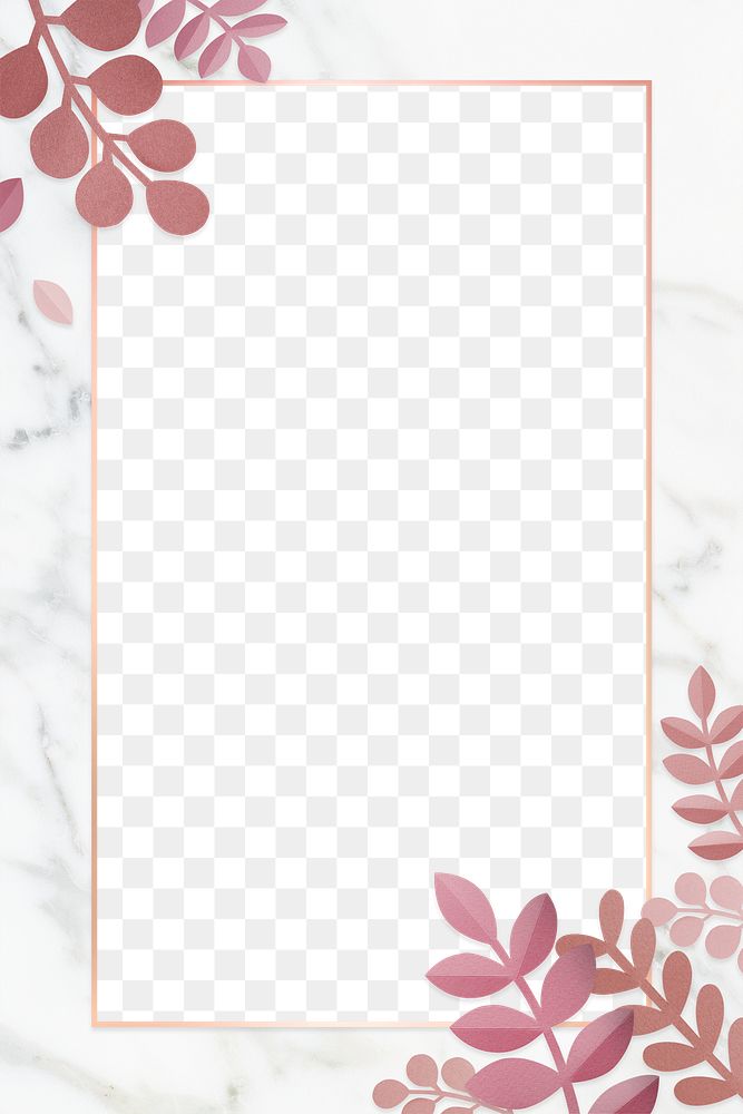 Pink leafy rectangle golden frame design element
