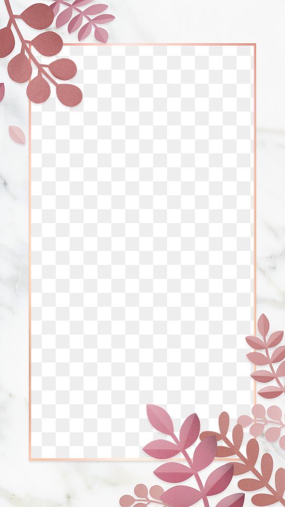 Pink leafy rectangle golden frame design element