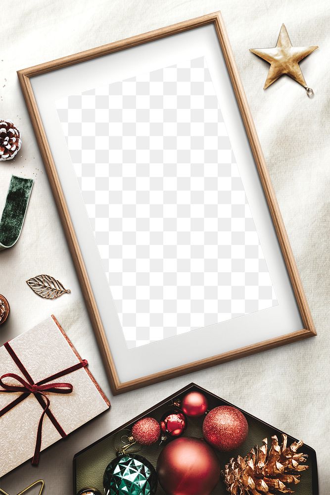 Wooden Christmas picture frame mockup 