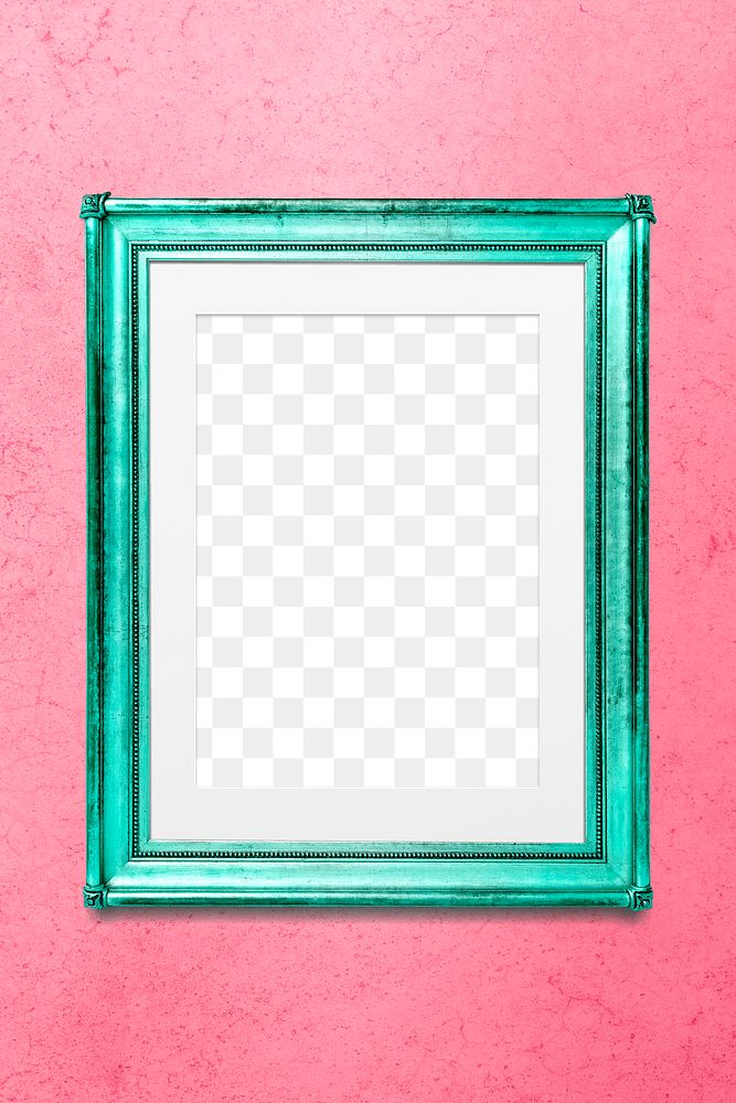 Shiny green frame mockup on a pink background 