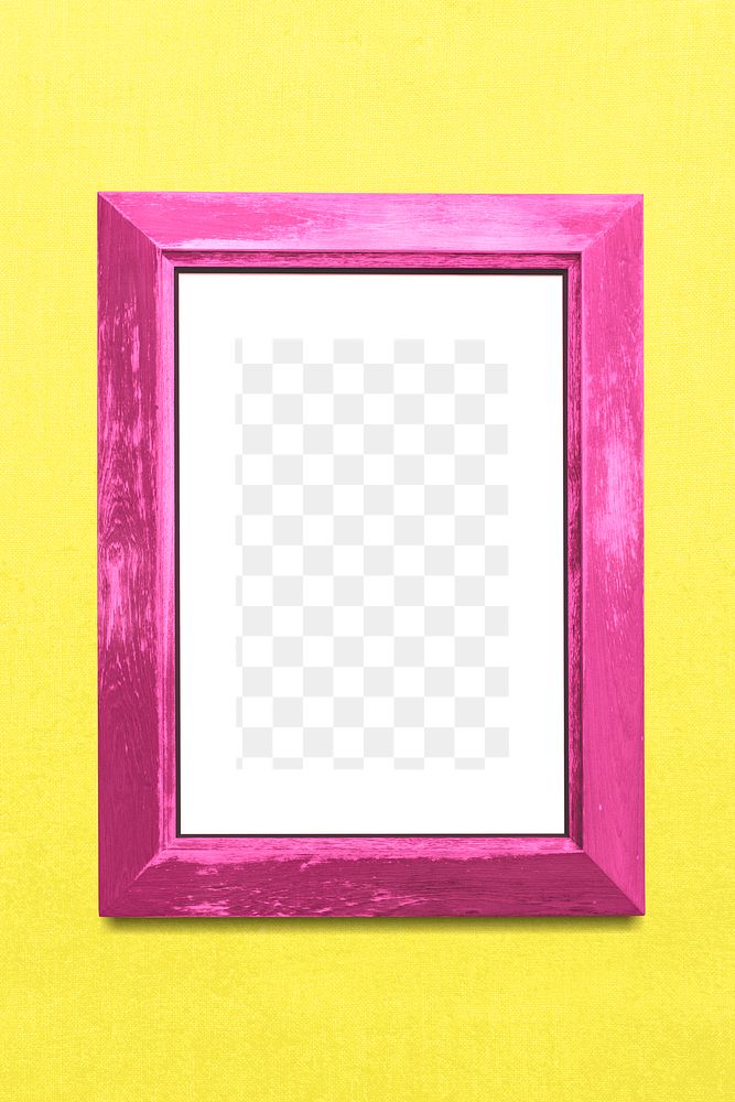 Pink photo frame mockup on a yellow background 