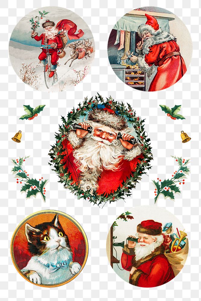 Christmas sticker set transparent png