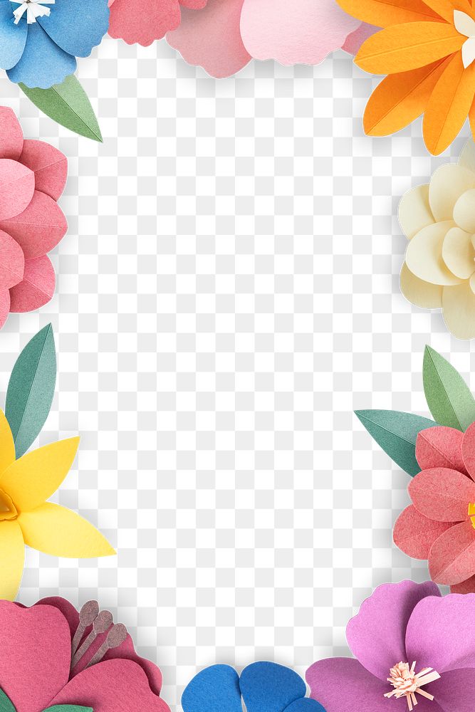 Colorful and tropical floral frame transparet png