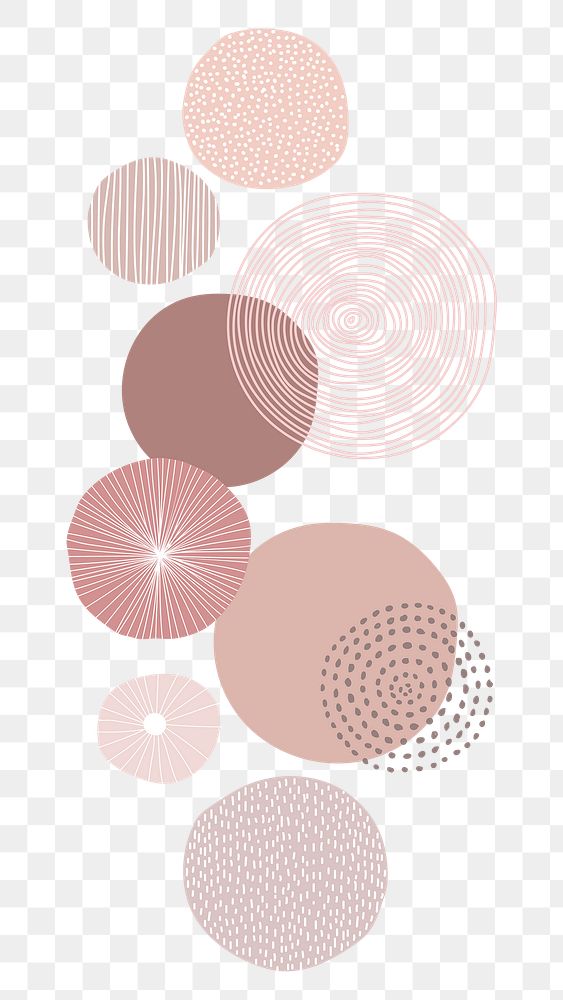 Pastel pink round patterned print transparent png, remix from original artwork.
