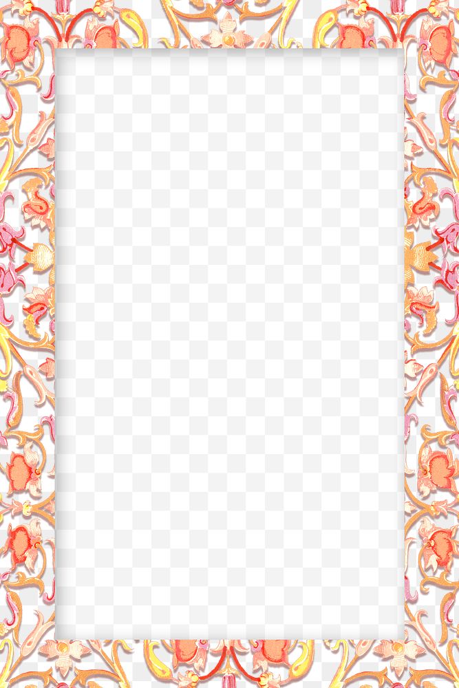 Floral patterned rectangle frame design element