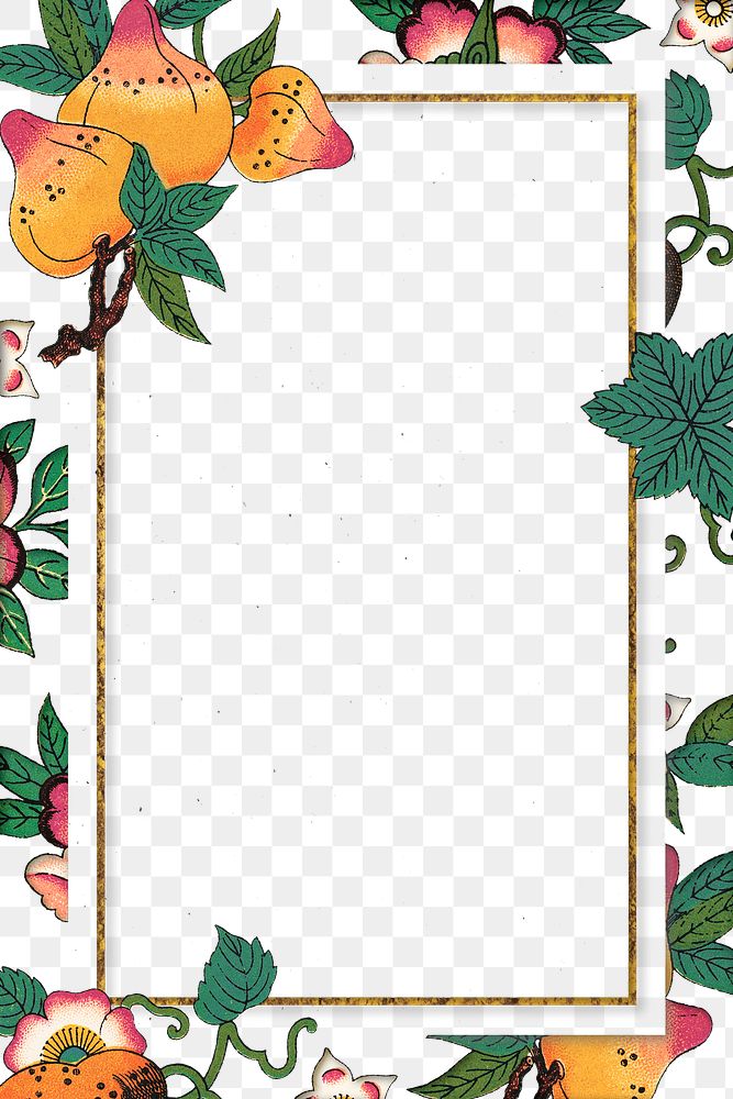 Floral patterned rectangle frame design element
