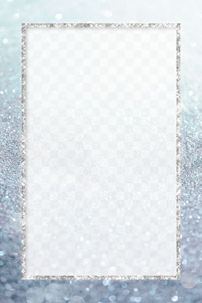 Silver glittery rectangle frame transparent png