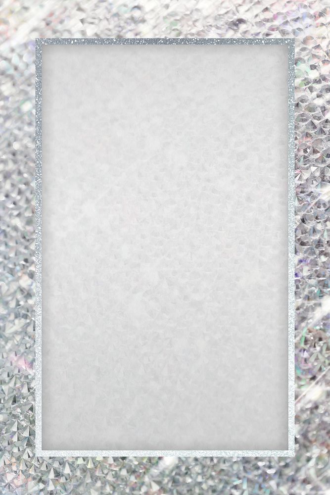 Silver glittery rectangle frame transparent png