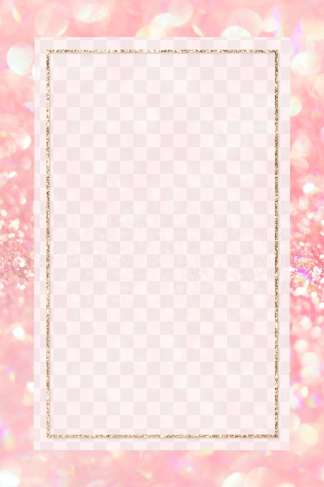 Rectangular frame on pink sequin textured background transparent png
