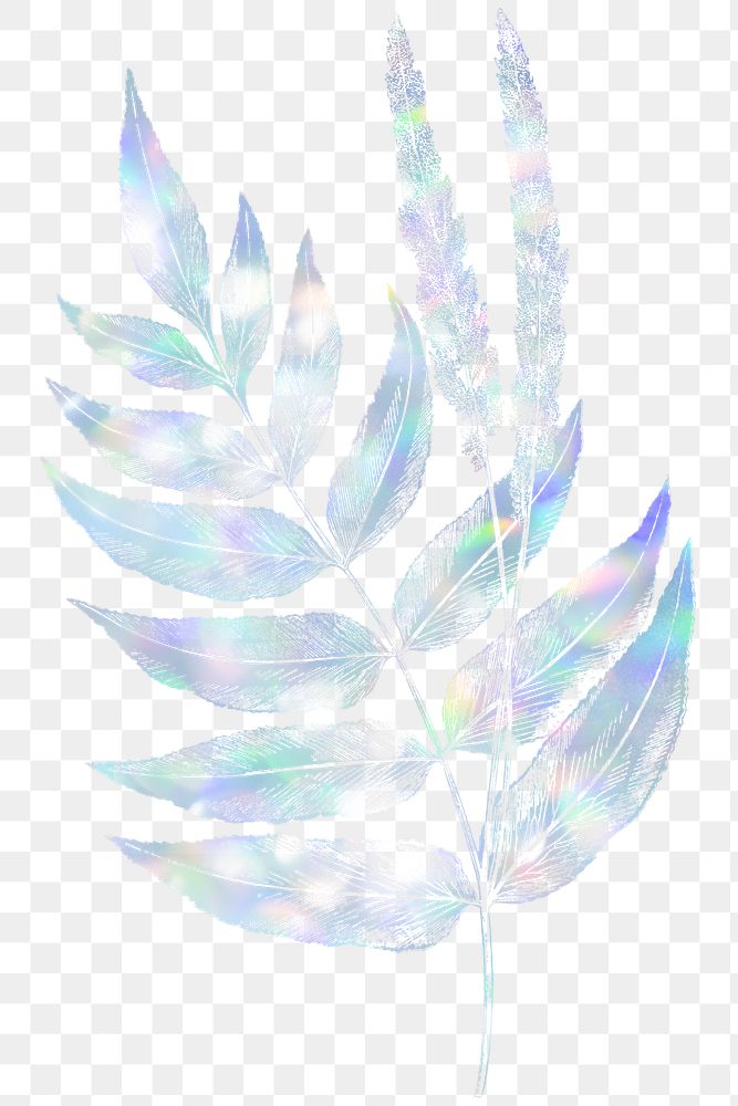 Holographic botanical fern leaves design element