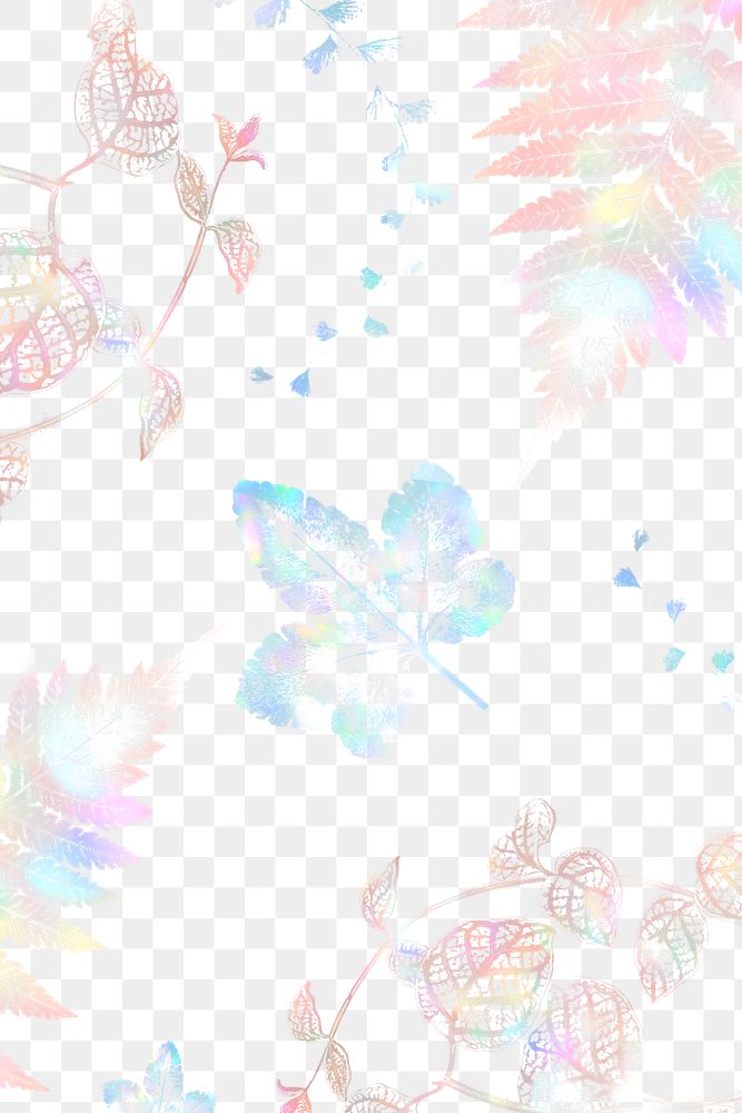 Holographic fern leaves patterned background
