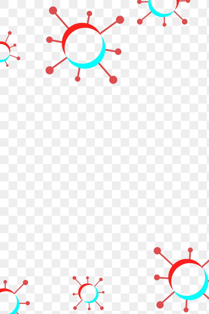 Red and blue coronavirus cells border