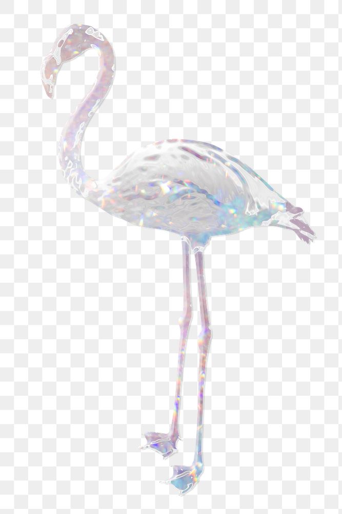 Silver holographic flamingo illustration 