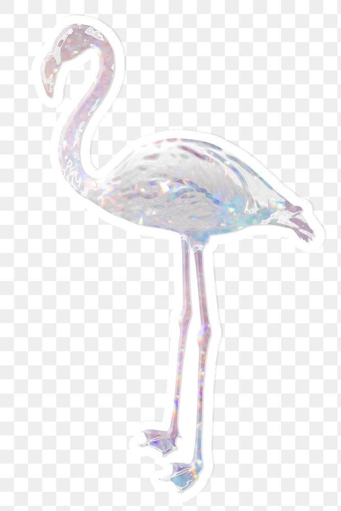 Silver holographic flamingo illustration 