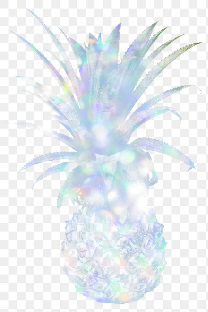 Blue holographic pineapple sticker design element