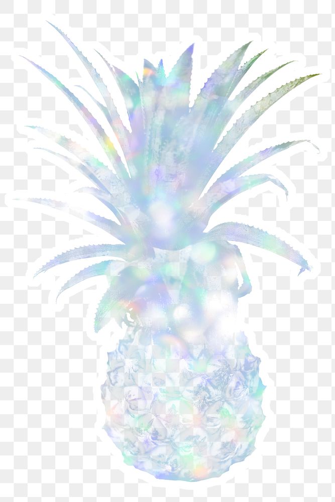 Blue holographic pineapple sticker design element